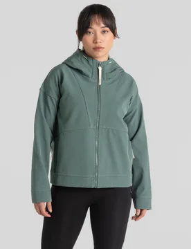 Womens Tyra Hooded Jacket Frosted Pine - Green Softshell - Size 14 Uk - Craghoppers - FashionsVida