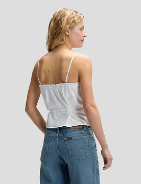 Slim Lace Trim Cami Shirt Bright White Größe XS female