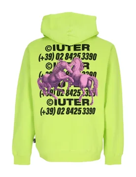 Felpa Cappuccio Uomo Horses Hoodie Lime - IUTER - FashionsVida