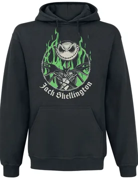 Disney Kapuzenpullover - Green Flames - S bis XXL - für Männer - Größe M - schwarz - Lizenzierter Fanartikel - Männer - male - The Nightmare Before Christmas - FashionsVida