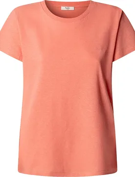 Maglietta A Maniche Corte Megan Coral Peach Pink S - Pepe jeans - FashionsVida