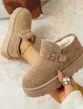 Pantuflas de peluche, nuevas botas de suela gruesa cálidas para otoño/invierno para exterior/interior, botas de nieve - Shein - FashionsVida