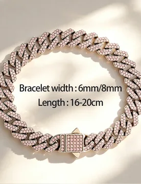 High quality stainless steel full diamond multi-color Cuban chain waterproof men's and women's multi style necklace fashionable - Aliexpress - FashionsVida