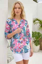 Burnout Floral Print Shirt - Pink - Size: 10