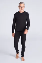 Talus Mens Thermal Top & Pants Set - Black - Black - Size: M