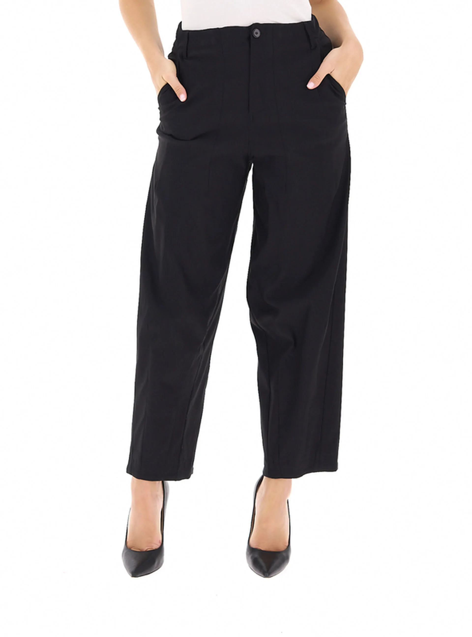 ABSIZE Pantalone wide leg NERO 48 - ABSIZE - FashionsVida