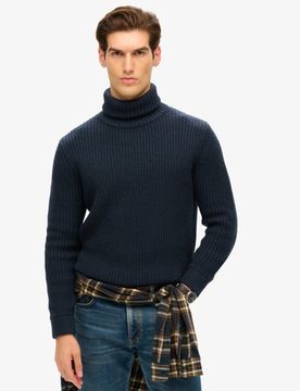 Superdry Herren The Merchant Store - Strukturierter Rollkragenpullover Marineblau - Größe: Xxl