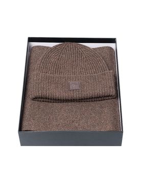 Set de 2 piezas gorro y bufanda marrón