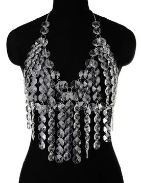 Fashion Acrylic Decoration Halter Bra Women's Sexy Chest Chain Gothic Backless Body Chain Nightclub DJ Body Chain Jewelry - Aliexpress - FashionsVida