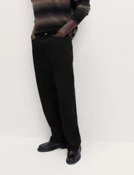 Loose Fit Pure Cotton Rigid Jeans Black male