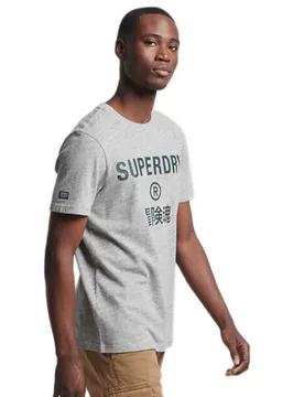 Maglietta A Maniche Corte Vintage Corp Logo Marl Athletic Grey Marl S - Superdry - FashionsVida