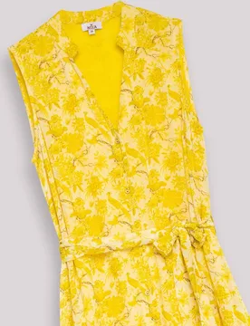 Vestido largo escalonado sin mangas con cinturón - Niza - FashionsVida