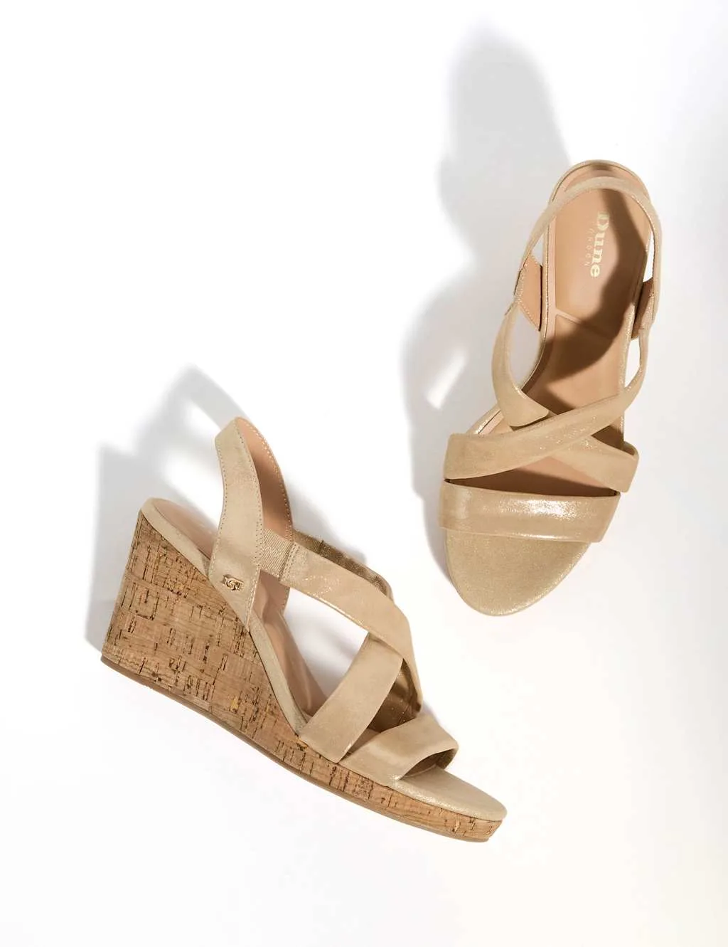 Leather Crossover Wedge Sandals Ecru female - Dune london - FashionsVida