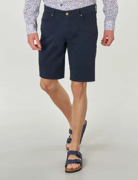 Bermuda blu in gabardina di cotone stretch con toppa - Jeckerson - FashionsVida