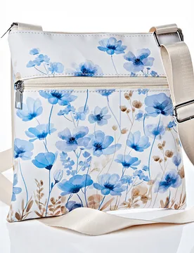 Schultertasche "Blaue Blumen" mit RFID-Schutz - 3Pagen - FashionsVida