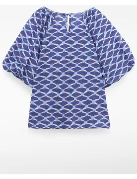 Blusa de mujer con delantero fruncido estampada - Adolfo Dominguez - FashionsVida