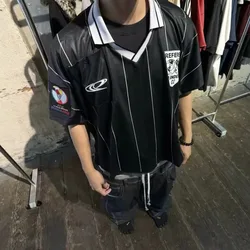 PROJECT G/R Limited Edition Striped Patchwork Football Letter Print Polo Neck Short Sleeve T-shirt Grailz Protocol Index