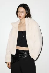 Faux Fur Hooded Jacket (Size: )