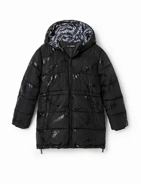 Manteau long matelassé texte BLACK 5/6 female - Desigual - FashionsVida