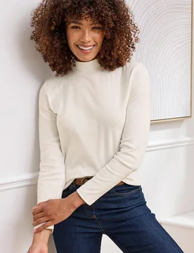 Women's Wrinkle Free Long Sleeve Turtleneck Top in Natural Size: 22 - Natural - Size: 22 - Cotton Traders - FashionsVida