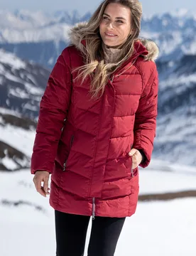 Isla Ii' Womens Down Jacket Water Resistant Faux Fur Hood Warm Winter Coat Rust - Size 10 Uk - Mountain Warehouse - FashionsVida