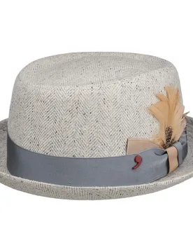 Janston Pork Pie Silk Hat by Alfonso DEste - grey-mottled - Size: M (56-57 cm) - Alfonso D´Este - FashionsVida