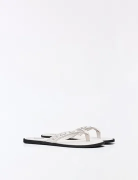 Sandales Plates À Clous 37 Blanc - Bershka - FashionsVida