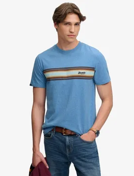 Superdry Herren Outdoor Stripe Logo T-shirt in Lockerer Passform Blue - Größe: Xxl - 39.99 - FashionsVida