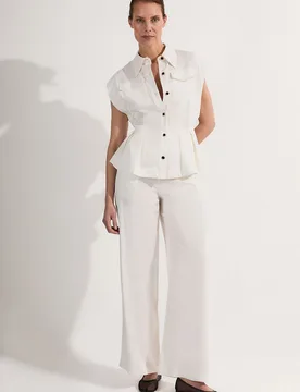 Womens Premium Viscose Linen Woven Straight Leg Trouser - White - Size 8 Uk - Karen millen - FashionsVida