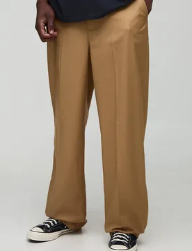 Men's Tall Relaxed Fit Tailored Trousers Stone Size 30 Stone 30 - boohooMAN - FashionsVida
