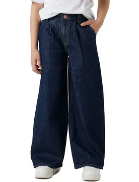 Jeans A Vita Alta Bella W Pleat Fit 3020 Dark Blue Denim / Unwashed 11 Anni - Name it - FashionsVida