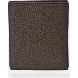 Cartera vertical con monedero de piel granulada
