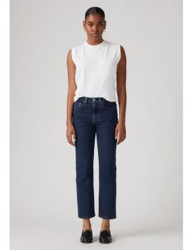 Para mujer. 36200-0179 Jeans 501 Crop Salsa Stonewash (25/26), Azul, Casual, Algodón, Denim, Sostenible