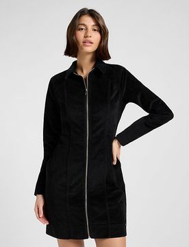 Slim Zip Front Dress Black Größe S female