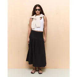 Falda midi de mujer con lino