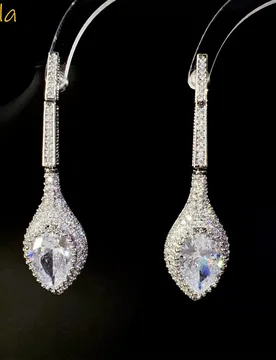 Women Earrings Silver Color Zirconia Elegant Jewelry Gown Party White Water Drop Dangling Earrings Women - Aliexpress - FashionsVida