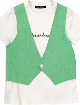 T-shirt Bianca Con Gilet Verde 1296M00073