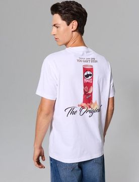 T-shirt in cotone con stampa sul retro Pringles - bianco