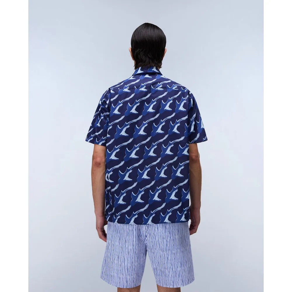 Camisa de algodón elior de hombre con manga corta de corte relaxed estampada - Napapijri - FashionsVida