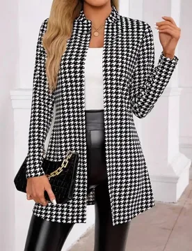 Spring Autumn Women's Large Size Plaid Print Jacket Round Neck Small Western Style Long Sleeve Comfortable Casual Fashion - Aliexpress - FashionsVida