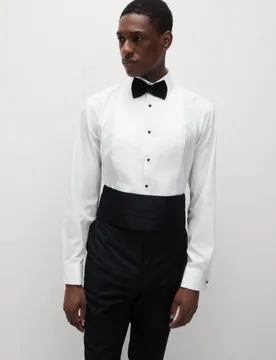 Regular Fit Luxury Cotton Double Cuff Dress Shirt White male - M&S - FashionsVida