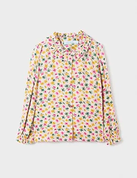 Camicia a maniche lunghe in viscosa con fantasia fiorellini multicolor 6-12 anni - Abel & Lula - FashionsVida