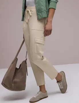 Slim Leg Hose im Cargo-Look female Beige