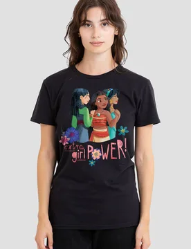 Women's Princess Mulan, Moana, Jasmine Extra Power T-Shirt, Black Size: XL - Black - Size: XL - Disney - FashionsVida