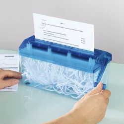 Aktenvernichter blau transparent