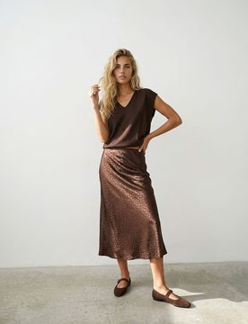 Blusa in maglia con viscosa - marrone scuro
