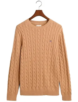 Gant Pull Cable Khaki Mel XL Homme