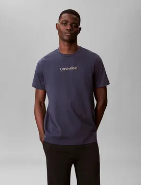 Pure Cotton Logo T-Shirt Blue male - Calvin Klein - FashionsVida