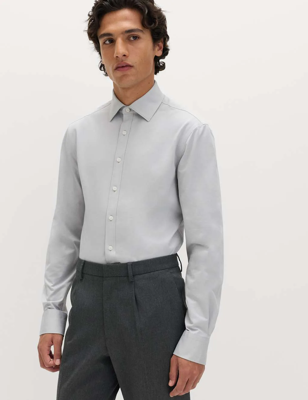 Regular Fit Ultimate Jersey Shirt Grey male - M&S - FashionsVida