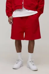 Herren 500gsm Schwere Weite Shorts Mit Tiefem Schritt Red Größe Small